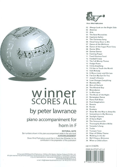 Winner Scores All Piano Accompaniment Horn in F