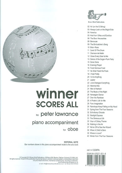 Piano Accompaniment Winner Scores All for Flute BW0324PA Lawrance 